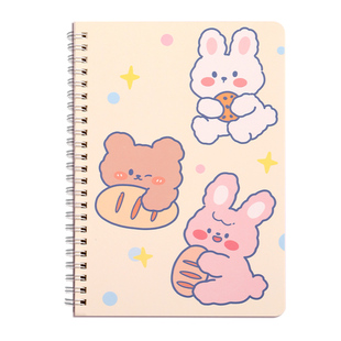 A5卡通线圈本学生用简约笔记本女生可爱日记本子大学生考研B5小清新记事本二三年级60张加厚课堂笔记本横线本