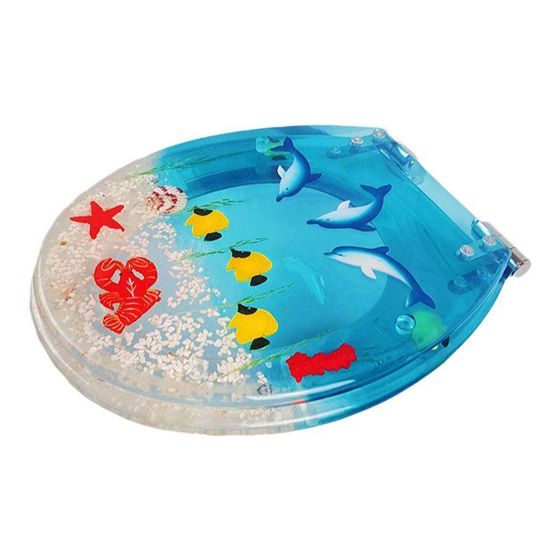 脲醛树脂马桶盖缓降静音透明厕所板彩色通用防水老式图案阻尼OVU