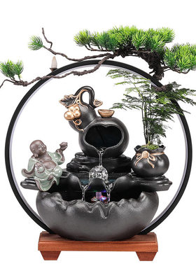 福财双收招财流水摆件开业礼物