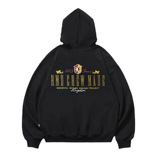 Remedy秋冬国潮刺绣抓绒帽衫外套潮牌美式街头情侣连帽卫衣男女