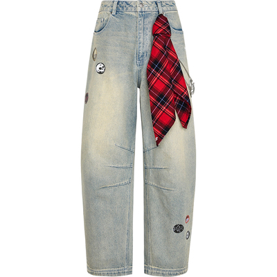 Adidas/阿迪达斯正品三叶草男士时尚经典运动弯刀牛仔长裤KT6366