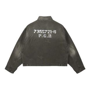 Grailz ProjectGR 24fw 做旧廓形工装夹克外套底特律短宽拉链外套