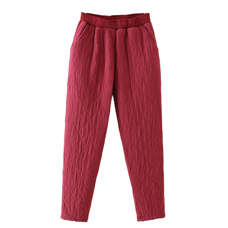 冬季新款大码女装200斤胖妈妈宽松夹棉裤子外穿高腰中老年棉裤女