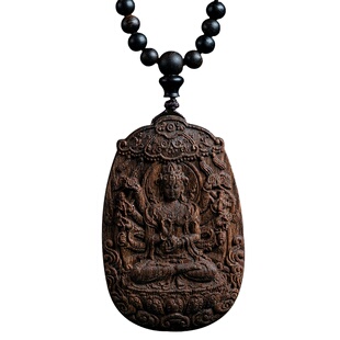 越南芽庄沉香雕刻千手观音项链吊坠沉水级香木观音挂坠女男款挂件