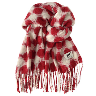 新年红色围巾2025新款冬今年流行爆款仿羊绒保暖圣诞围脖男女情侣