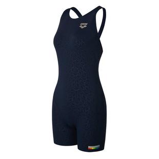 arena阿瑞娜女士连体平角泳衣保守显瘦专业抗氯温泉及膝游泳衣装