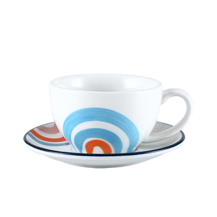 手绘彩虹系陶瓷拉花咖啡杯套装拿铁杯卡布奇诺杯马克杯牛奶杯水杯