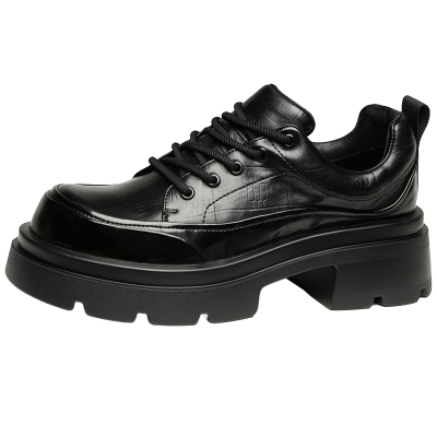 皮鞋男款2025新款痞帅厚底增高真皮大头英伦风年轻人休闲商务鞋