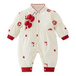 婴儿新年宝宝满月宴小公主风百岁宴女宝女孩0到6个月百天连体衣服