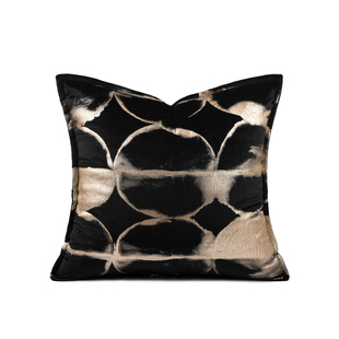 中古风抱枕高级客厅沙发抱枕会所茶室黑色轻奢进口烫金靠枕靠垫