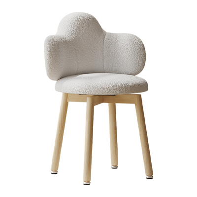 耶特奶油风实木可旋转靠背化妆凳