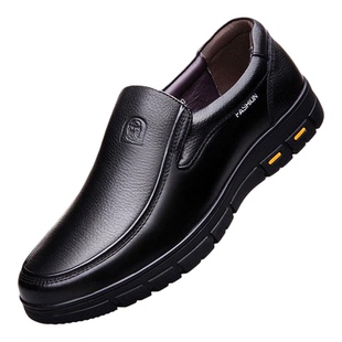 老人头皮鞋男真皮冬季中老年爸爸鞋大码男鞋加绒36码37码休闲皮鞋