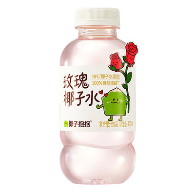SQUARE/二次方椰子抱抱玫瑰椰子水400ml椰子汁天然电解质果汁饮料