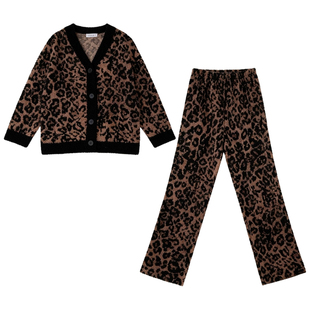 猫人半边绒豹纹睡衣女秋冬季2026新款加绒加厚高级感珊瑚绒家居服
