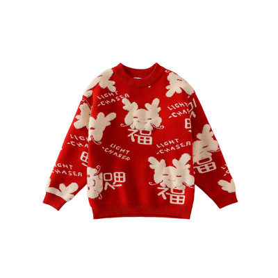 男童撞色提花毛衣秋冬新款