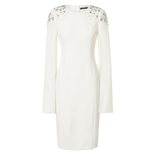 [商场同款]La Koradior拉珂蒂秋新款三醋酸白色奢雅礼服连衣裙