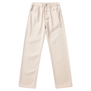 加绒加厚牛仔裤男白色斜纹纯棉直筒长裤2025秋冬新款休闲百搭裤子