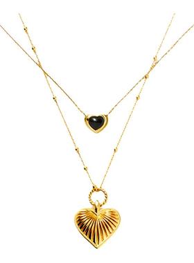 【组合】Missoma爱心女士吊坠项链爱心果冻黑玛瑙套组情侣礼物