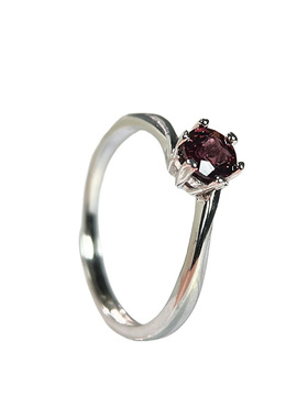 轻奢天然石榴石s925银开口戒指