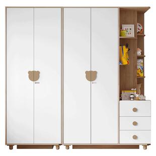 全友家居北欧风儿童衣柜卧室家用小户型实木脚收纳储物柜子带边柜