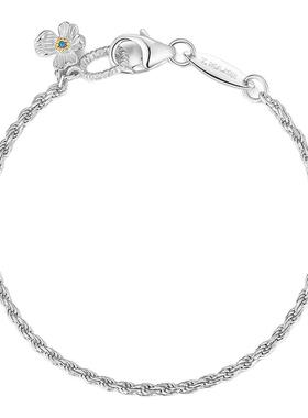 tmajor百搭麻花扭纹小花吊坠手链