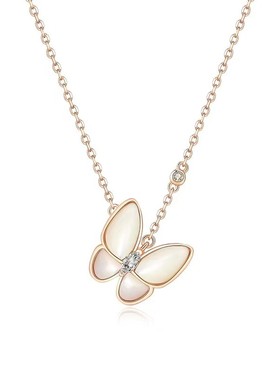 贝母钛钢蝴蝶项链手链轻奢