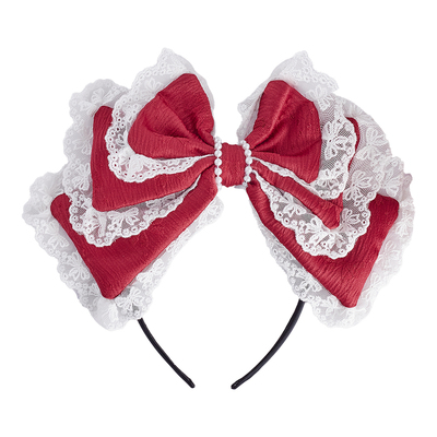 原创手作Lolita蕾丝大蝴蝶结头饰