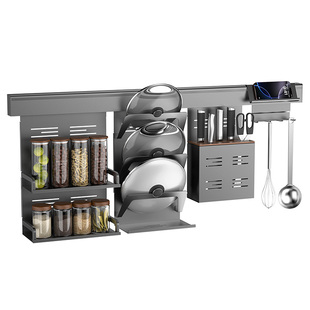 厨房置物架收纳架上墙刀架调味架锅盖架太空铝免打孔收纳壁挂式