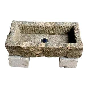 老石槽复古鱼缸旧牛槽马槽猪槽洗手盆花盆老物件室内流水装饰摆件