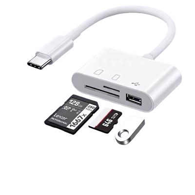 手机平板三合一读卡器适用苹果华为手机索尼佳能尼康ccd连接内存二直传OTG传输线sony转换typec头PD口USB然臣