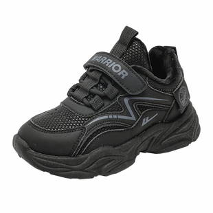 回力童鞋男童加绒运动鞋2025新款秋冬款皮面防水黑色儿童二棉鞋女