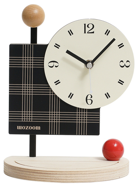 TEBO创意桌面摆件入户玄关摆台式时钟客厅装饰钟表电视柜饰品座钟