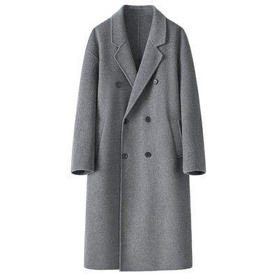 秋冬100%羊毛长款双面羊毛大衣