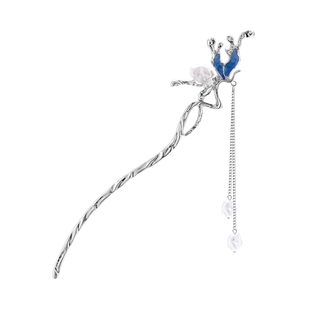 CAROMAY梦幻蓝步摇流苏发簪女现代盘发器汉服珍珠钗子发饰头饰品