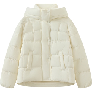 播宽松保暖连帽鸭绒羽绒服女冬季通勤户外外套DDS4RD5110