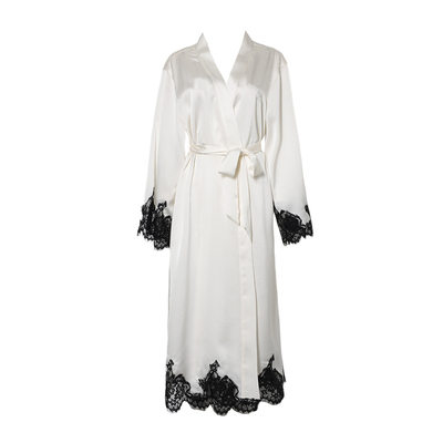 DPLAYSWEET法式性感撞色蕾丝拼接长款睡袍宽松舒适晨袍睡衣2025年