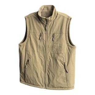 双面可穿！户外防风防水摇粒绒马甲秋冬男士立领保暖坎肩背心外套