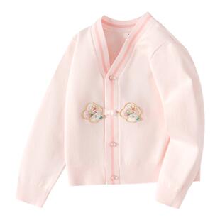 巴拉巴拉童装儿童毛衣女童秋装外套针织衫国风开衫绣花章时尚洋气