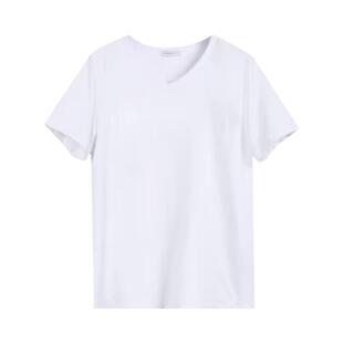 欧洲站烫钻纯棉短袖t恤女夏季2026新款设计感V领小众正肩上衣体恤