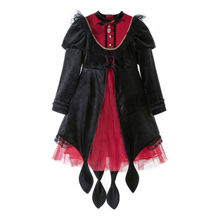 丢手绢童装儿童cos服装吸血鬼裙子女童秋冬长袖连衣裙舞台表演服