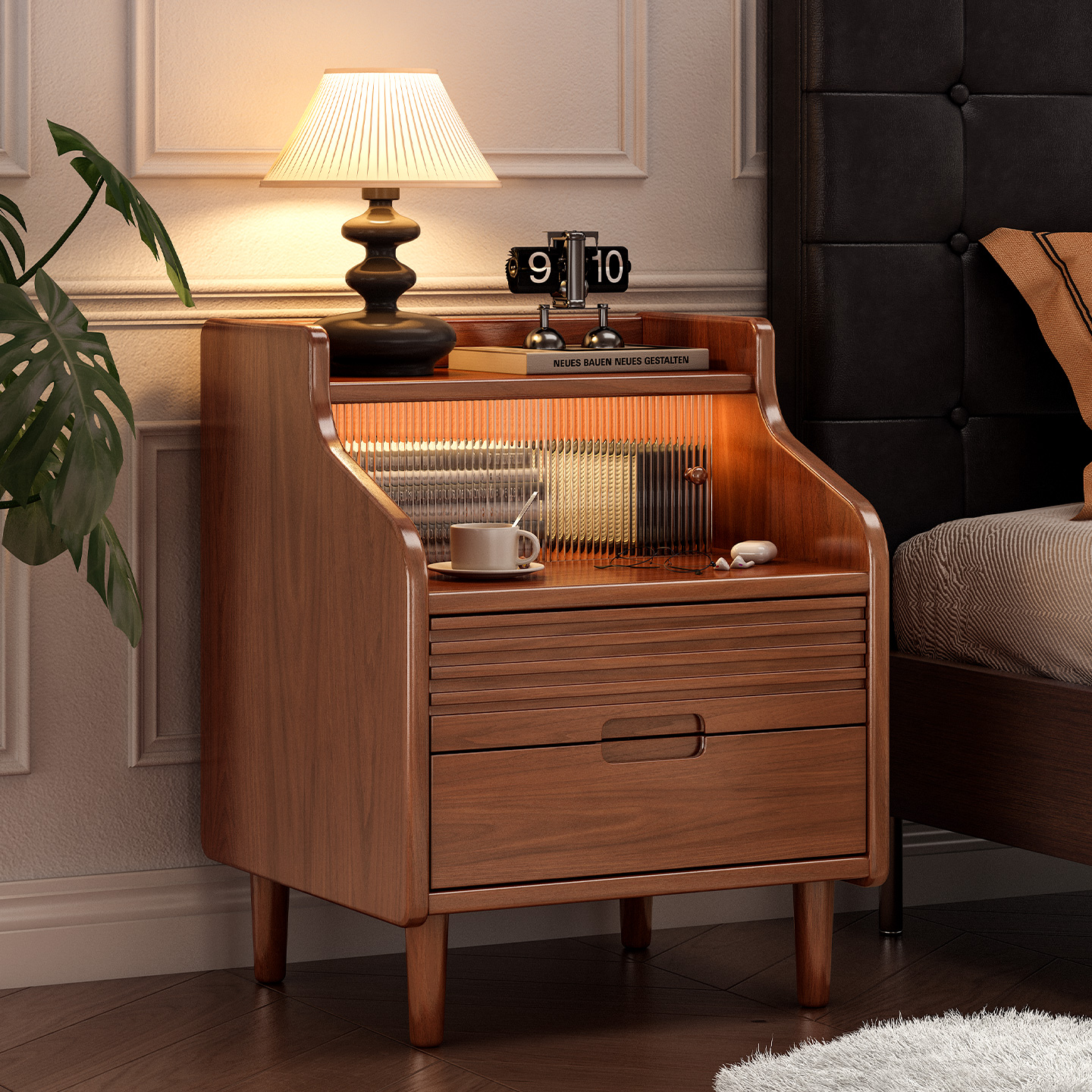 实木床头柜家用卧室柜子小型置物架2025爆款轻奢高级感新款床边柜