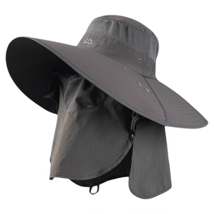 MISSION UV防晒帽男面罩渔夫帽防紫外线大檐大头遮阳帽钓鱼帽子男