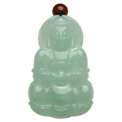 缅甸A货天然翡翠观音吊坠男大款