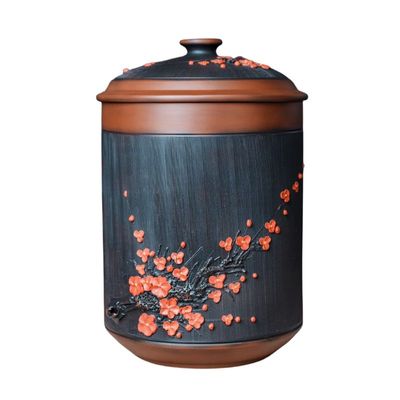 建水紫陶200g饼茶缸防潮散茶罐