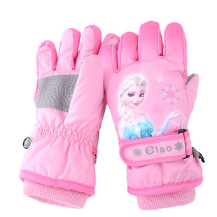 迪士尼儿童冬季手套女童滑雪小女孩五指玩雪防风加绒加厚保暖防水