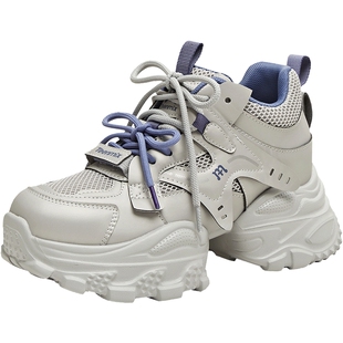 天美意潮酷厚底增高老爹鞋运动鞋女银色休闲鞋2025冬新款BM231DM5