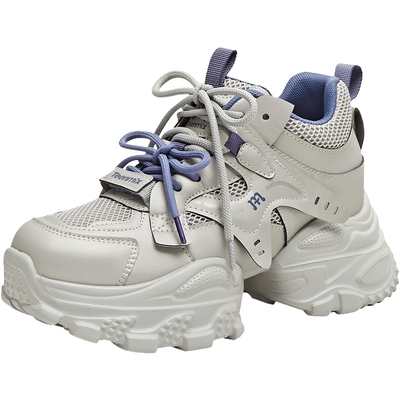 天美意潮酷厚底增高老爹鞋运动鞋女银色休闲鞋2025冬新款BM231DM5