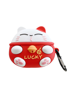 卡通招财猫适用华为耳机壳硅胶