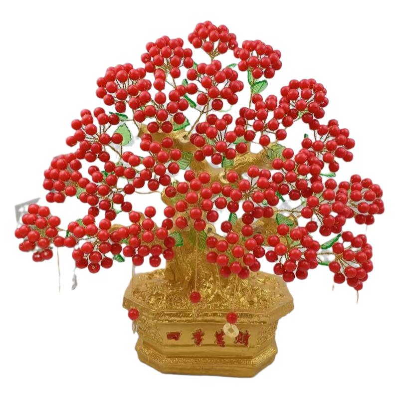 手工diy串珠發(fā)財樹材料包招財樹家居擺件紅果果鴻運當頭發(fā)財果