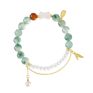 恭王府文创节节高升水晶手串女绿玉髓玛瑙手链生日新年情人节礼物